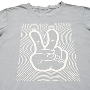 Dutch Bros Coffee Shirt Size L Large Peace Sign Gray Short Sleeve Tee